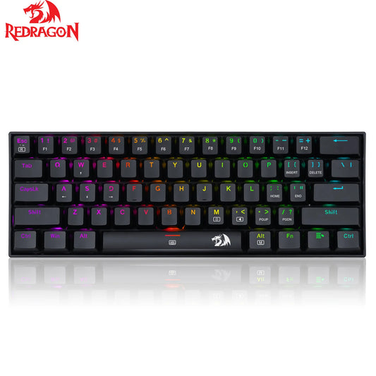 Redragon K630 Dragonborn 60% Wired RGB Gaming Keyboard 61 Keys Compact Mechanical Keyboard Linear Red Switch Pro Driver Support