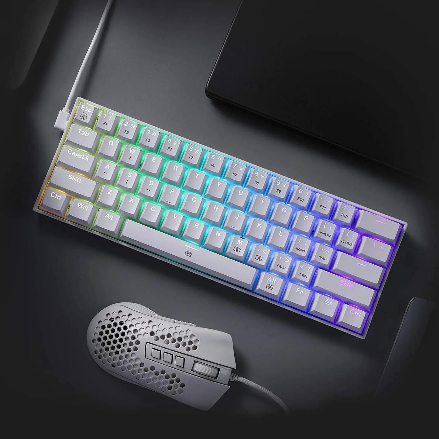 Redragon K630 Dragonborn 60% Wired RGB Gaming Keyboard 61 Keys Compact Mechanical Keyboard Linear Red Switch Pro Driver Support