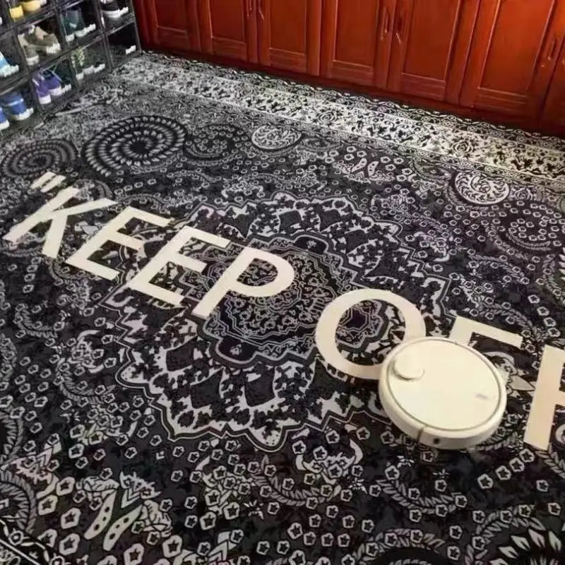 KEEP OFF Carpet White Black Fluffy Rug Modern Butterfly Area Rug for Living Room Bedroom Bedside Carpet Rug Anti-slip Floor Mat