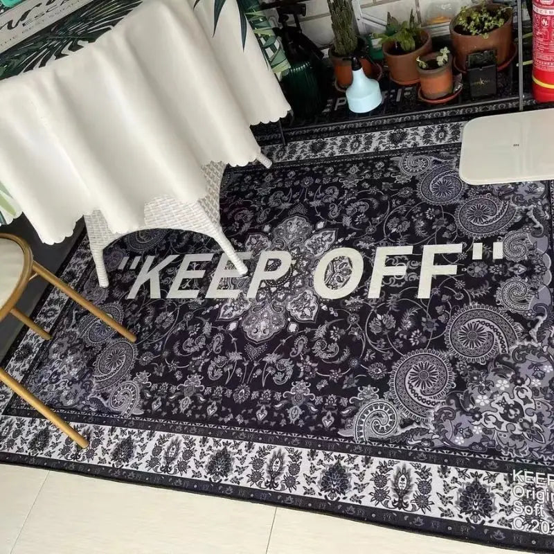 KEEP OFF Carpet White Black Fluffy Rug Modern Butterfly Area Rug for Living Room Bedroom Bedside Carpet Rug Anti-slip Floor Mat