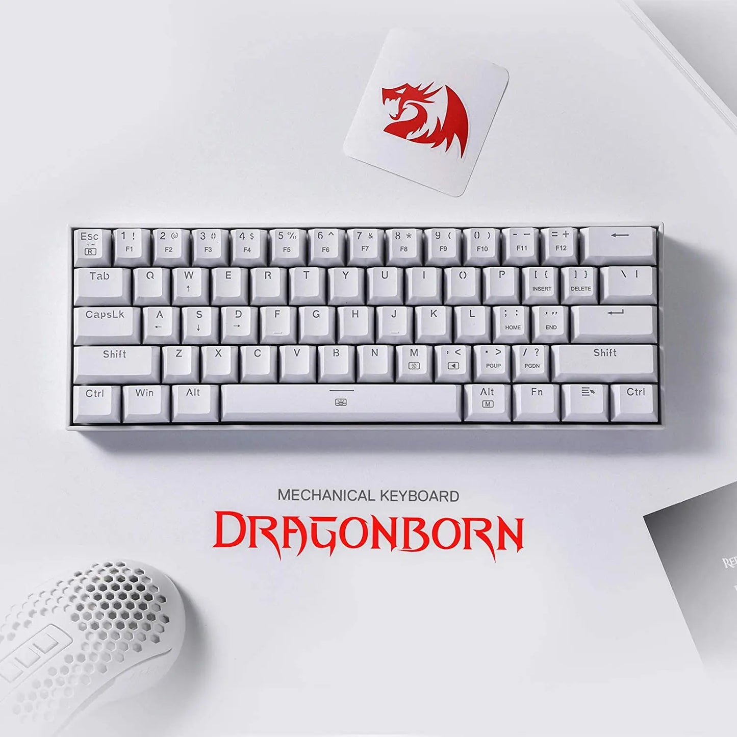 Redragon K630 Dragonborn 60% Wired RGB Gaming Keyboard 61 Keys Compact Mechanical Keyboard Linear Red Switch Pro Driver Support