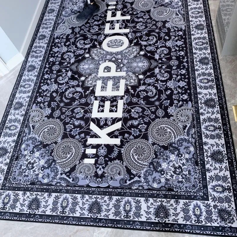 KEEP OFF Carpet White Black Fluffy Rug Modern Butterfly Area Rug for Living Room Bedroom Bedside Carpet Rug Anti-slip Floor Mat